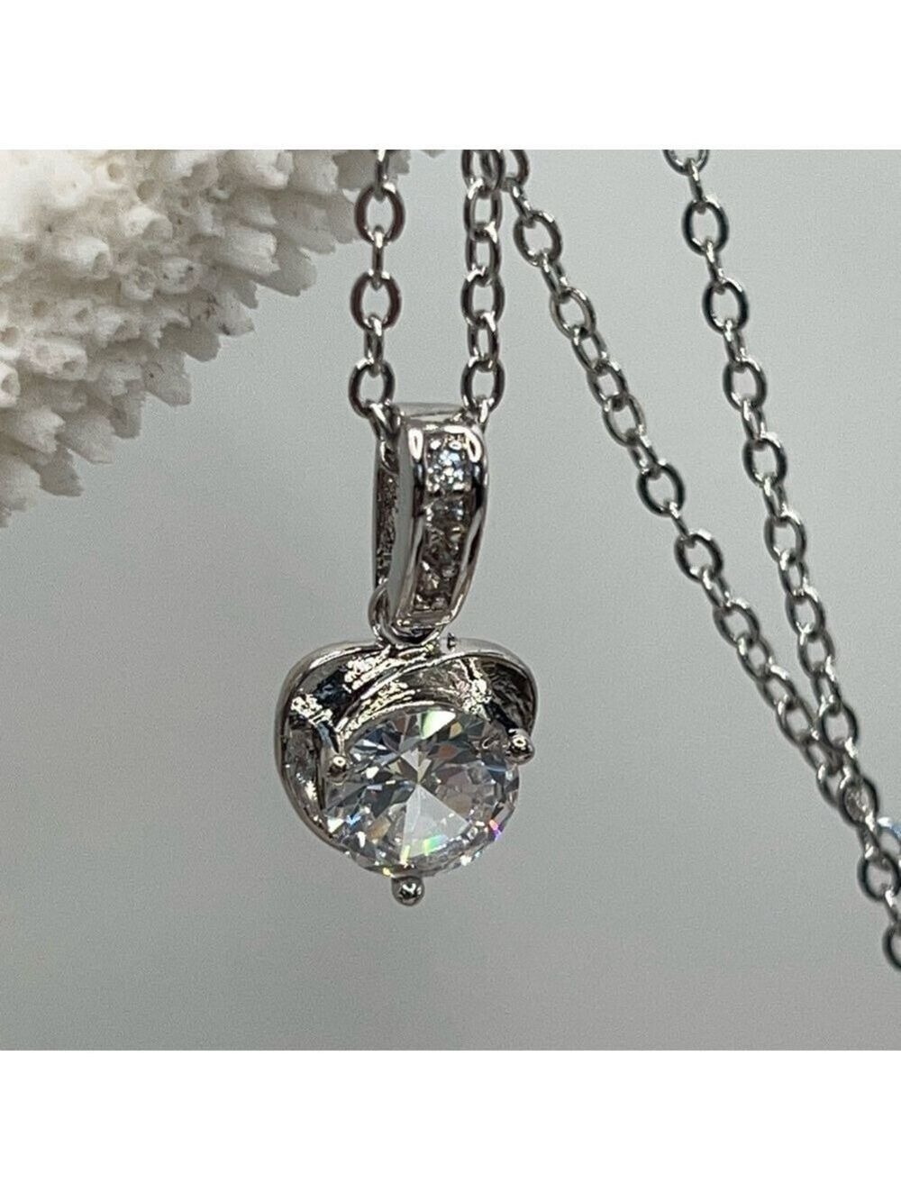 Dazzling Silver Heart Pendant Necklace 925 Silver